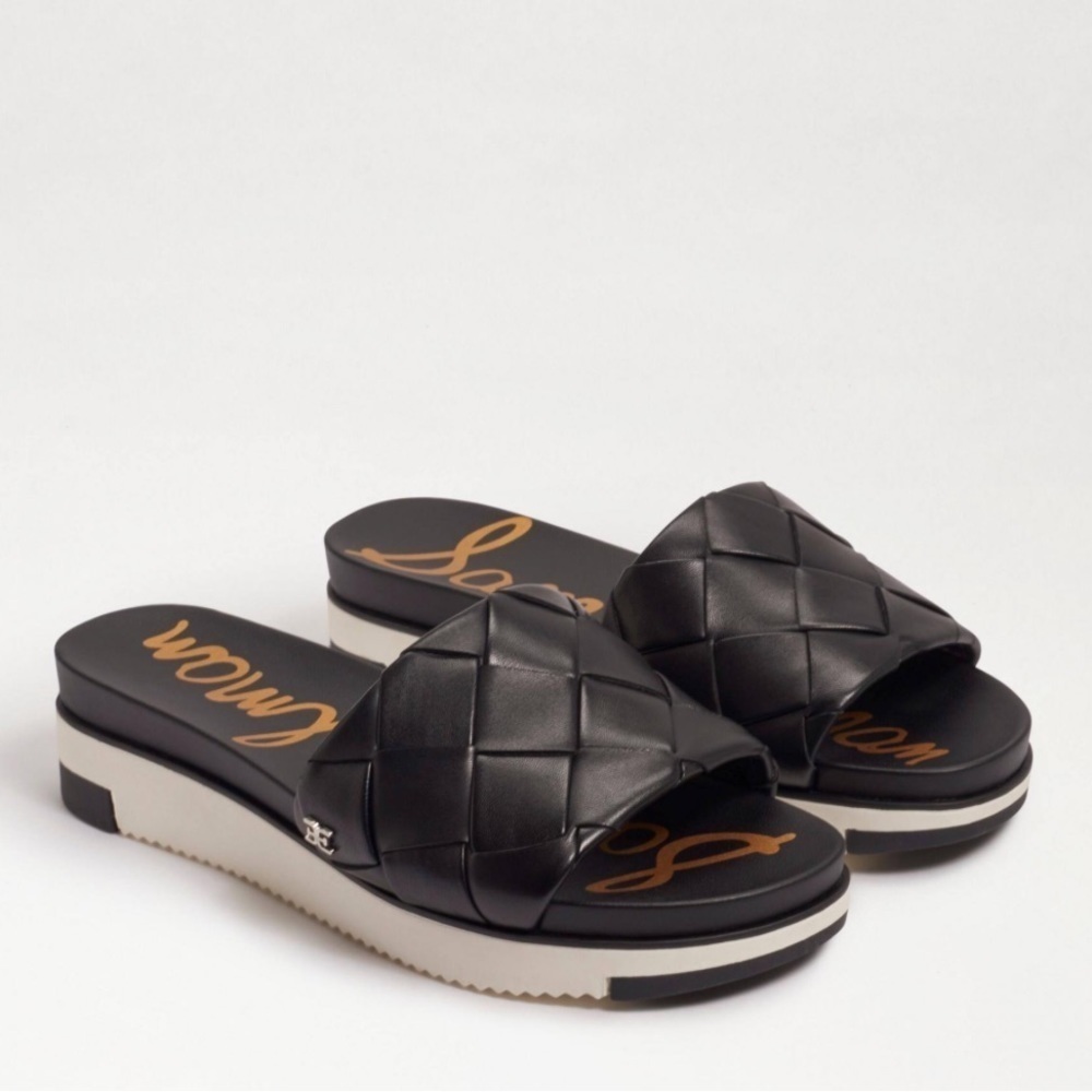 SAM Edelman NWOB Women's Platform Adaley Black Woven Slide Sandals Size 7.5M